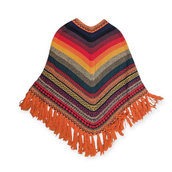 Rainbow Poncho made from Alpaca Fur ~ Made in Peru - Picture 2 of 4